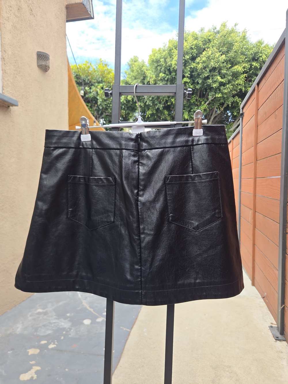 Black Faux Leather Zip-Pocket Mini Skort (12-16) - Picture 3 of 7